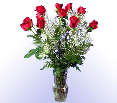 1 Dozen Real Red Roses with Vase