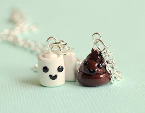 Kawaii Toilet Paper and Poop Charm Best Friend Necklaces