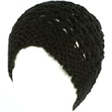 Crochet Vented Knit Beanie Skull Winter Ski Hat Black