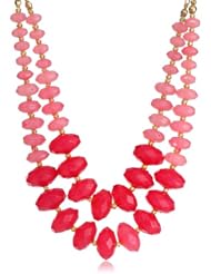 2 Row Color Block Rondelles Tonal Pink Necklace, 18"