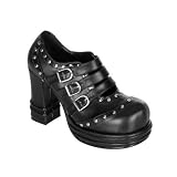 4 Inch Chunky Heel Gothic Oxford Shoe Sexy Black Platform Shoes