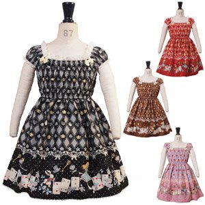 *キッズ用　トランプアリス柄　ワンピース kid037 ゴスロリ ロリータ パンク コスプレ コスチューム メイド ピンク 130