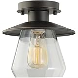 Globe Electric 64846 1 Light Vintage Semi-Flush Mount Ceiling Light Fixture, Oil Rubbed Bronze Finish with Clear Glass Shade