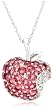 10k White Gold Pink Tourmaline Apple Pendant with Diamond-Accent