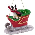 WELSH CORGI Cardigan Dog rides on a SLEIGH Christmas Ornament SLD51B