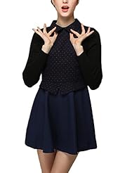 Dots Print Long Sleeves Wool  Dress