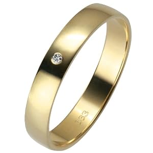 Liebe² - 03500321405052 - Alliance Femme - Or Jaune 585/1000 (14 Cts) - Diamant - T 52 (16.6)