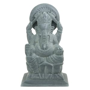 Grey Soapstone Hand-carved Ganesh Statue