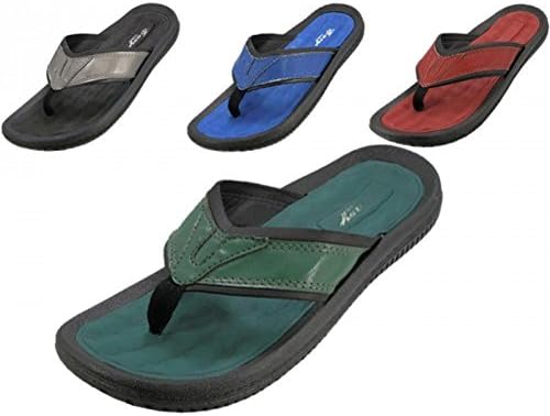 Men's Gel Insole Flip Flops (Red, 8)