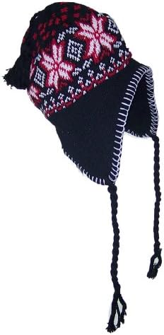 Pax Trading Kid Child Jaquard Snowflake Winter Ear Flap Hat (One Size) - Black