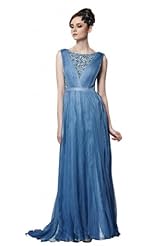 A-line Bateau Neck Chiffon Cocktail Floor Length Beaded Pleated Sleeveless Homecoming Dress/Pageant Dress/Prom Dress/Party Dress/Wedding Dress 