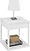Altra Parsons End Table with Drawer, White/Gray Chevron