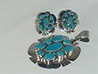 Navajo Sterling Silver Turquoise Pendant and Earrings Set - ST-0003