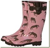 Hatley - Women's Pink w/Brown Horses Rain Boots