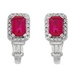 Stud Earrings With 1.76ctw Created Rubies and Topazes Well Made in White Gold Length 15mm