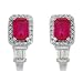 Stud Earrings With 1.76ctw Created Rubies and Topazes Well Made in White Gold Length 15mm