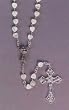 First Communion Silver Tone Rosary with 5mm Heart-Shaped Mother of Pearl Beads - Imported from ITALY
