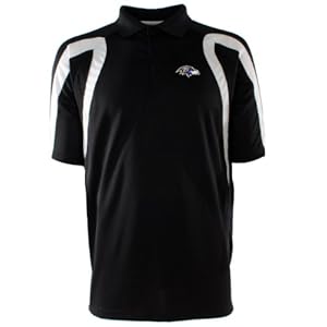 NFL Men's Baltimore Ravens Point Desert Dry Polo Shirt (Black/White, Medium)