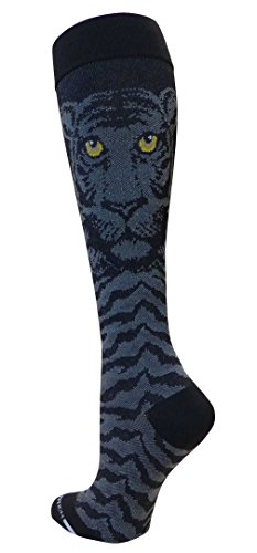 Ladies Fashion Therapeutic Compression Socks Black/Grey Tiger