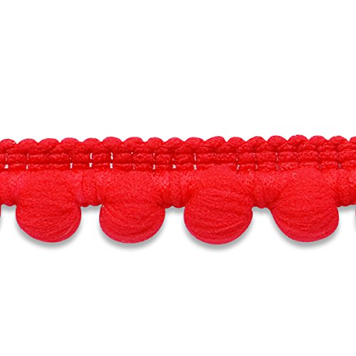 Expo International 3/8-Inch Baby Pom Fringe Trim Embellishment, 20-Yard, Red