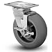 Albion 16 Series 6" Diameter X-tra Soft Round Tread Wheel Medium Heavy Duty Zinc Plate Swivel Caster with Face Brake, Roller Bearing, 4-1/2" Length X 4" Width Plate, 600 lbs Capacity (Pack of 4)