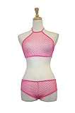 Exposed by Magic Silk Fishnet Halter Top and Short Set, Lrg/Xl, Pink by Exposed by Magic Silk
