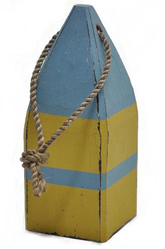 Wood Square Buoy Rope Yellow Sky Blue Float Bob Ocean Sea Nautical Tropical Home Decor Wall Art Hanging Bed Bath Pool Lake Deck