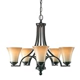 Royce Lighting 39376BLE-782 Fallsburg 5-Light Chandelier with Sepia Tinted Frosted Glass Shades, Heirloom Bronze