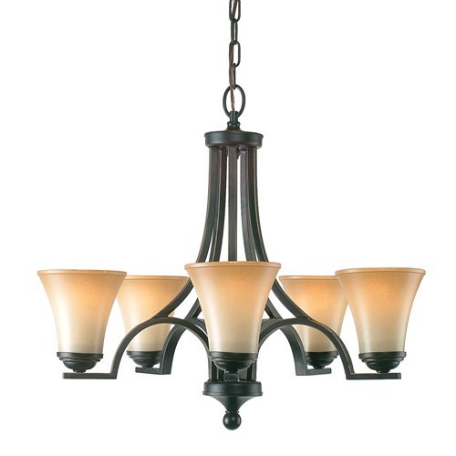 Royce Lighting 39376BLE-782 Fallsburg 5-Light Chandelier with Sepia Tinted Frosted Glass Shades, Heirloom Bronze
