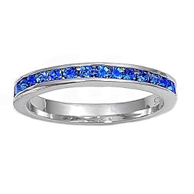 Sterling Silver Eternity Ring w/ Blue Sapphire CZ: Jewelry
