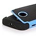 Moto E (1st Gen.) Case - E LV Motorola Moto E (1st Gen.) Case Cover Shock-Absorption / High Impact Resistant Hybrid Dual Layer Armor Defender Full Body Protective Case Cover for Moto E (1st Gen.) XT1021 / XT1022 / XT1025 with 1 Stylus and 1 E LV Microfiber Digital Cleaner (Blue)
