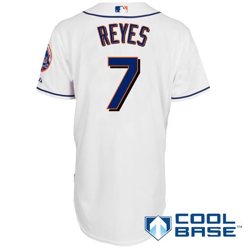 MLB Men's New York Mets Jose Reyes Six Button Cool Base Authentic Home Jersey (White, 40/Medium)