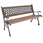 DC America SLP408-BRMP Mesh Resin Park Bench, Cast Iron Legs, Rust Free Resin Back, and Hardwood Slats, Rust Resistant Bronze Finish