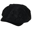 COTTON DISTRESSED SKULL EMBROIDERY IVY DRIVING HAT CAP BLACK