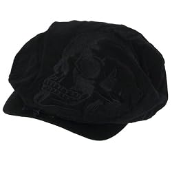 COTTON DISTRESSED SKULL EMBROIDERY IVY DRIVING HAT CAP BLACK