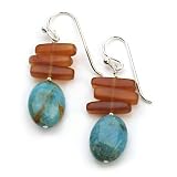 Barse Sterling Silver Turquoise & Horn Frenchwire Earrings