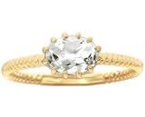 14K Yellow or White Gold East-West Oval Gemstone Solitaire Stackable Ring-White Topaz-full, half sizes from 5-8.5