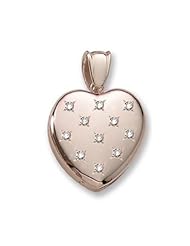 18k Premium Weight Yellow Gold Diamond Heart Locket 1 inch x 1 inch in 18K