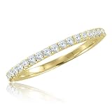 Pave Diamond Wedding Band Ring in 14k Yellow Gold Band (G, SI1, 0.32 cttw) Certificate of Authenticity