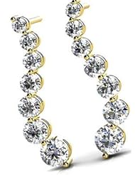 1.00 ct Ladys Millgrain Edge Diamond Journey Earrings in 18 karat White Gold
