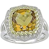 1 10ct Diamond and Citrine Ring in 10k Yellow Gold and Silver