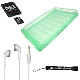 Silicone Skin COVER SLEEVE CASE with 4-inch eBigValue TM Determination Hand Strap for the Sony Reader eBook Touch Edition PRS-600 + Also includes a 4GB Mini SD and Adapter + Stereo In-Ear Headphones (White)