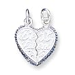 Sterling Silver Best Friend 2-piece Break-apart Heart Charm with 20 inch Sterling Silver Chain