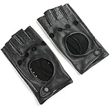 Ambesi Women's Classic 1/2 Finger Leather Driving Gloves