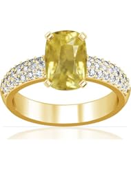 18K Yellow Gold Cushion Cut Yellow Sapphire Ring With Sidestones