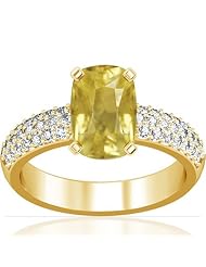 14K Yellow Gold Cushion Cut Yellow Sapphire Ring With Sidestones