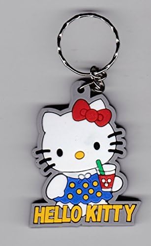 HELLO KITTY Sanrio Japanese Animation Cartoon Rubber Keychain / Key-ring 1.5x2 Inches