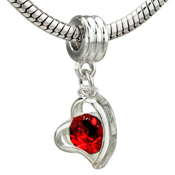 Image #1 of Hanging silver heart bead with stunning