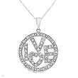 Circle Necklace With Genuine Diamonds in White Gold Length 18in