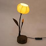 Mulberry Rice Paper Ball Handmade Branch Flower Design Art Shade Yellow Round Globe Lantern Brown Asian Oriental Decorative Accent Home Decor Bedside Bedroom Table Desk Uplight Lamp